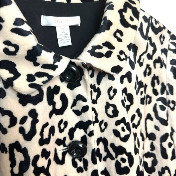 Chicos | Animal Print Faux Fur Jacket | Womens Size 2 / Medium - Picture 2 of 4